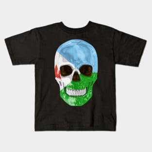 Djibouti Flag Skull - Gift for Djiboutian With Roots From Djibouti Kids T-Shirt
